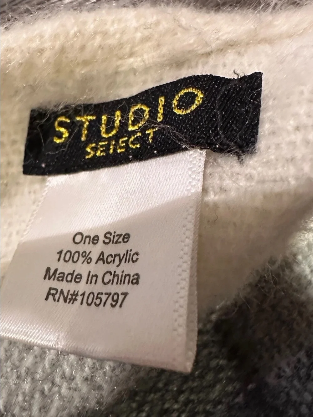 Cozy Black & Cream Plaid Fringe Poncho - Shawl cover up studio select
